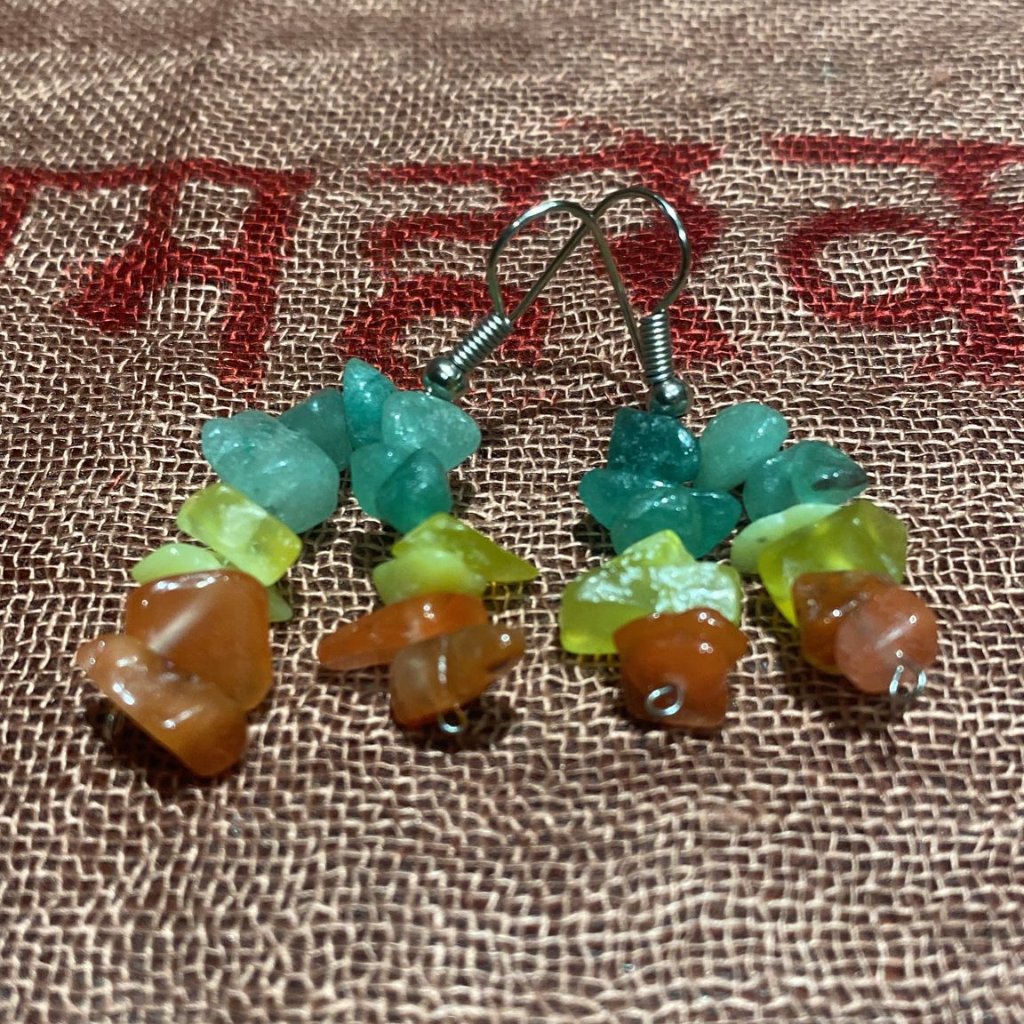Rasta Colors Chips Dual-Strand Earrings 12$